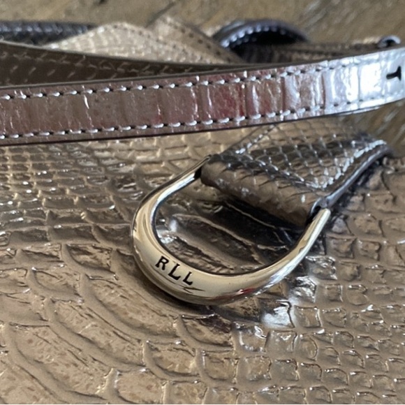 Lauren Ralph Lauren Leather Metallic Python Crossbody Bag - Picture 3 of 5